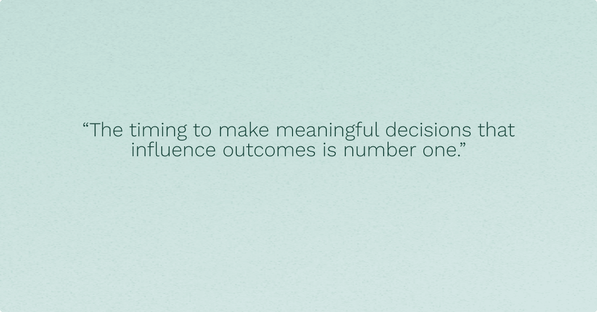 “The timing to make meaningful decisions that influence outcomes is number one.” Brian Himstedt, CIO Kansas City Royals